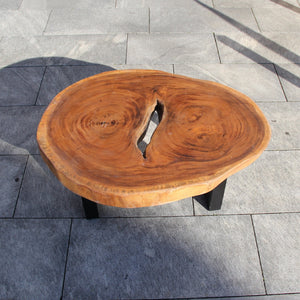 Salontisch Holz massiv, Baumscheibe Tisch, Couchtisch Baumstamm 93cm