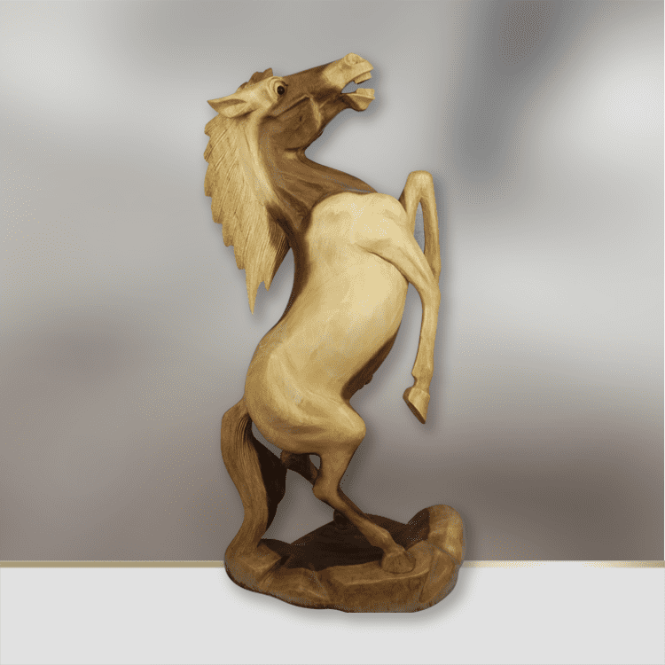 Holzpferd Garten, Pferd Holz, Teakholz, Pferd Holzskulptur 80cm