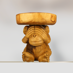 Hocker Holz, Flurhocker Holz, asiatische Hocker, Affe Hocker 40cm