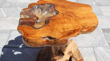 Wurzeltisch Teak: Stabilität, Glasauflage, Fußschutz & Sonne/Bodenheizung