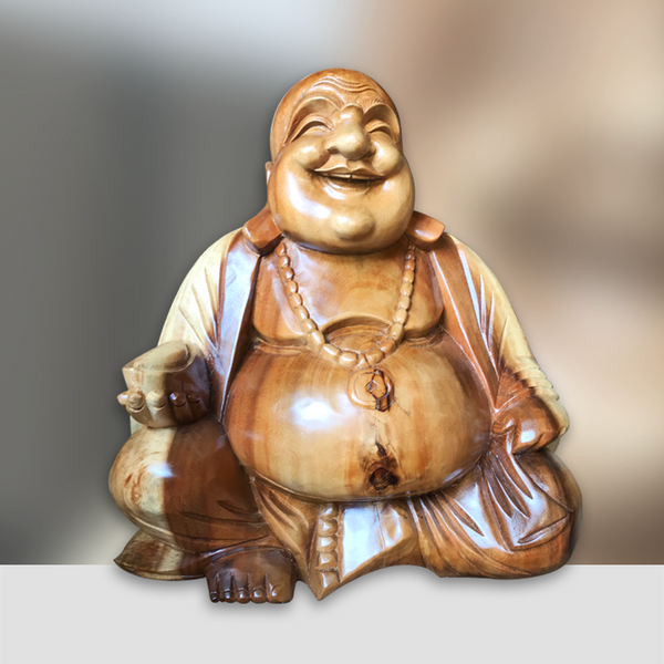 Buddha-Statue | Happy Buddha aus massivholz | Buddha Figur