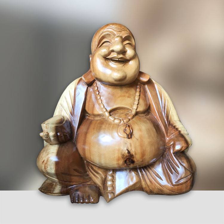 Buddha-Statue, Happy Buddha aus massivholz, Buddha Figur 50cm