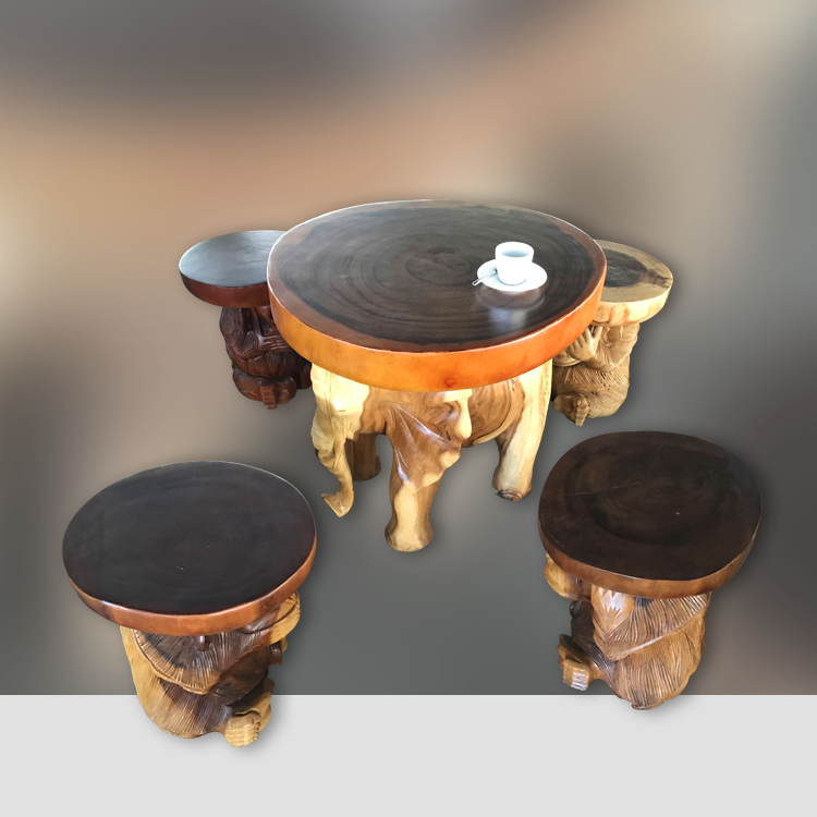 Kaffee Tisch und Stuhl, massivholz Akazie, asiatische Möbel, Holzkunst