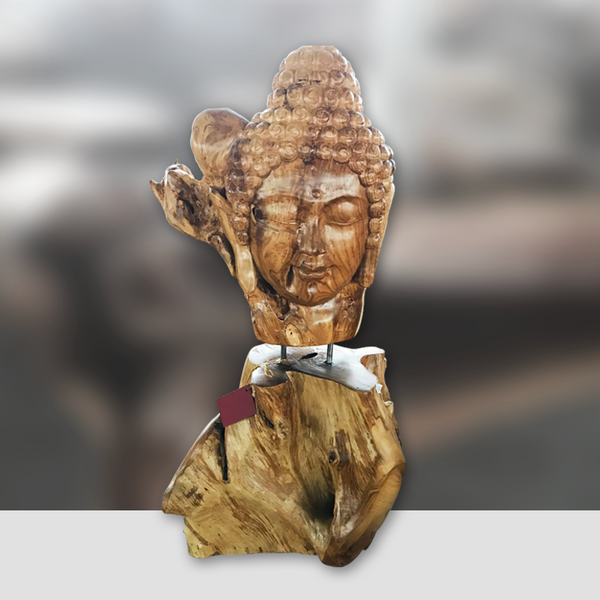Buddha Deko | Buddha aus Teakholz | Holzskulptur 90*44*22cm