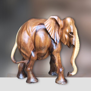 Elefant Holz, Elefant Deko, Große Holzfigur, Teakholz, Elefant Statue