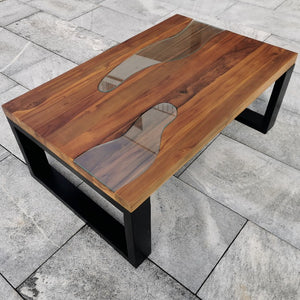 Couchtisch Holz Glas rechteckig, Salontisch Holz mit Glas, design Tisch