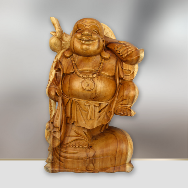 Buddha-Statue | Happy Buddha aus massivholz | Buddha Figur 40cm