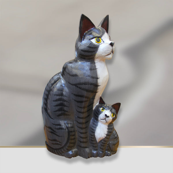 Katze Statue |  Katze aus massiv Holz |  Katze Deko, handgefertigt