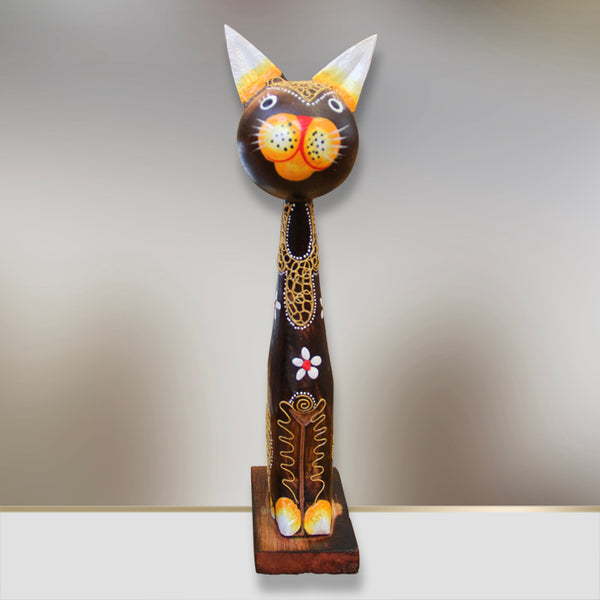 Katze Statue |  Katze aus massiv Holz |  Katze Deko, handgefertigt