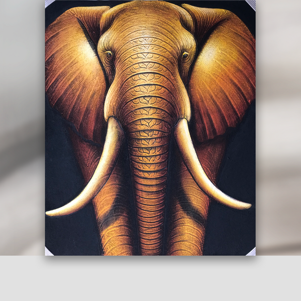 Elefant-Leinwandmalerei |  großes Elefant | massivholz Halterung