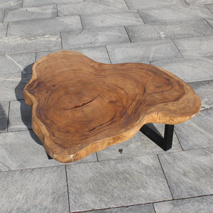 Akazie Baumscheibe Couchtisch 110×100×43 cm – Herz/Wolken-Naturform, 9 cm massiv