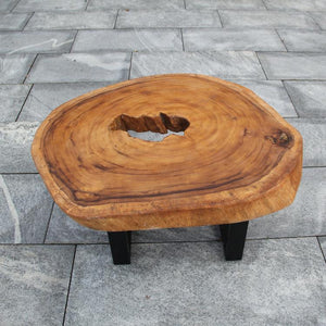 Baumstamm Couchtisch rund, Salontisch Baumscheibe rund, Holzstamm 75cm