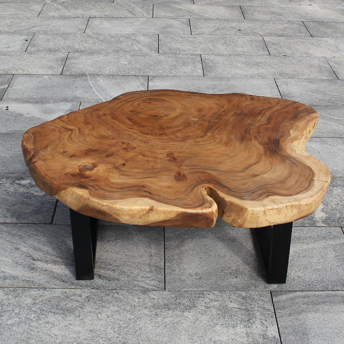 Couchtisch Akazie 110×100 | 9 cm | Baumscheibe mit Baumkante