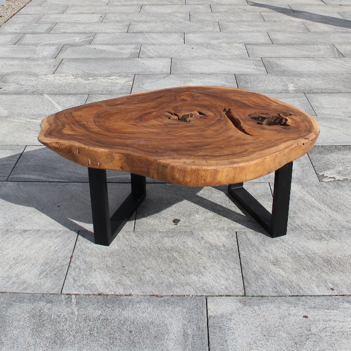 Couchtisch Baumstamm, Baumkante Couchtisch, Robuste Struktur 105cm