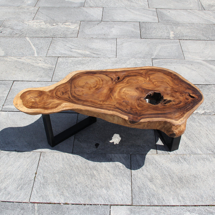 Couchtisch Naturform Akazie – Baumscheibe Tisch 120x60 Unikat | Schweiz