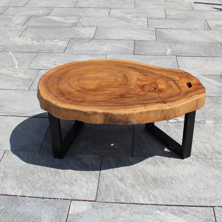 Couchtisch helles Holz klein – Baumscheibe Akazie Handarbeit | Schweiz