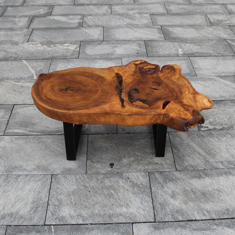 Großer Baumscheibe Couchtisch, XXL Holzstammtisch, Salontisch Groß 120