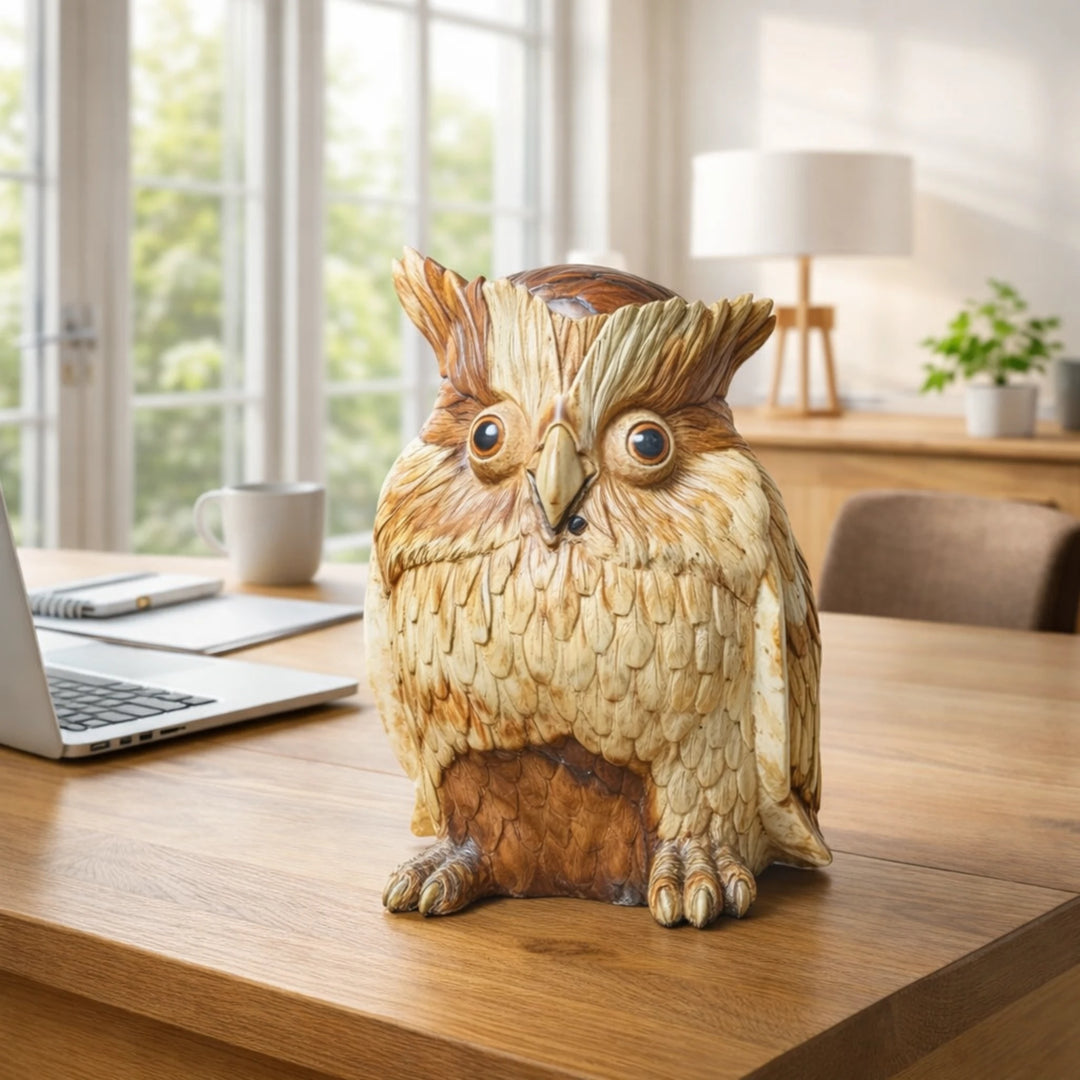 Holz Eule Garten Deko aus massivem Teakholz (30 cm), handgeschnitzte wetterfeste Eule Skulptur für Garten, Balkon, Terrasse oder Eingang in der Schweiz