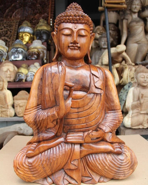 Buddha Deko, Buddha-Statue, Buddha Figur, Holzskulptur 60cm