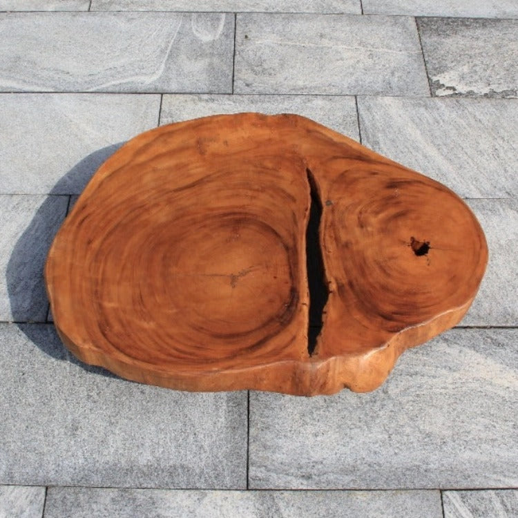 Baumstamm Couchtisch, Baumscheibe Salontisch, ovaler Holzstammtisch