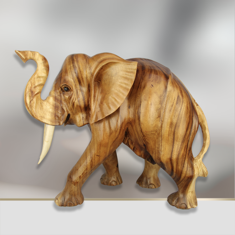 Elefant Statue, Elefant aus Holz geschnitzt, Elefant Deko, Holzfigur