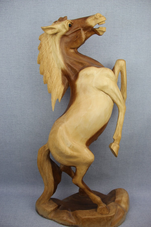 statue de cheval | Cheval en teck | bois de cheval | sculpture artistique 