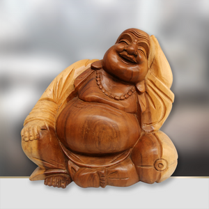 Buddha-Statue | Happy Buddha aus massivholz | Buddha Figur 35cm