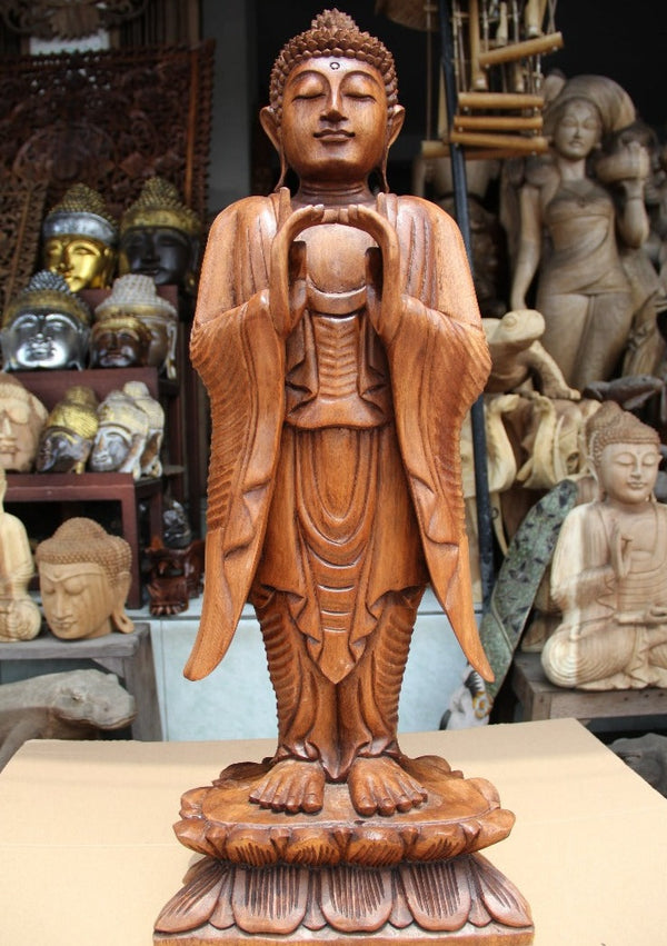 Buddha Statue | Buddha Figur | stehender Buddha | Buddha Holz 80cm