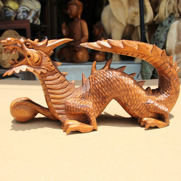 Drachen Deko | Tisch Deko | Drachen Statue | Drachen aus massiv Holz