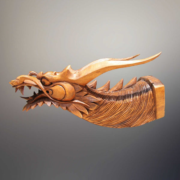 Wand Deko | Drachen Statue | Drachen Holz | Drachen aus massiv Holz 