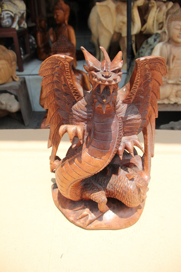 Drachen Deko | Drachen Statue | Drachen Skulptur | Drachen Holz 40CM