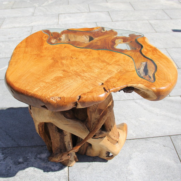 rund Gartentisch Teakholz, massiv Holz Teak, Teak Holztisch Wurzel