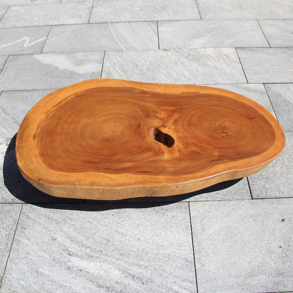 Couchtisch oval | Baumstamm Tisch aus einem Stück | Baumscheibe 114cm