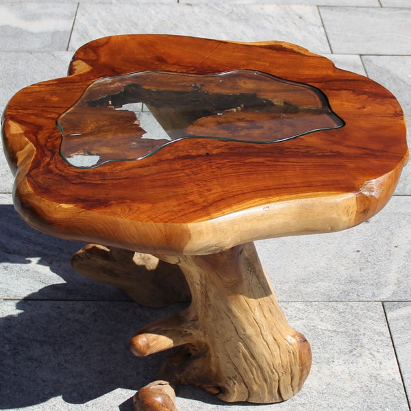 Teakholz Wurzeltisch Rund, Couchtisch Teak, Teakholz Wohnzimmertisch