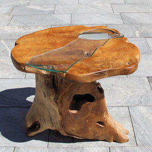 klein Couchtisch, kleiner Teak Holz Tisch, kleiner rund Holztisch