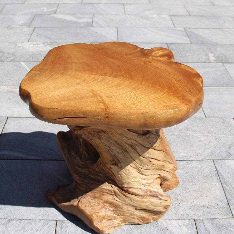 kleiner Holztisch, Tisch für 2 Personen, rund Gartentisch, massiv Teak