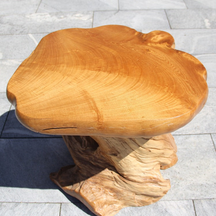 kleiner Holztisch, Tisch für 2 Personen, rund Beistelltisch, massiv Teak