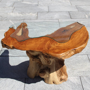 kleiner Wurzeltisch Teak, kleiner Couchtisch Holz, Salontisch klein