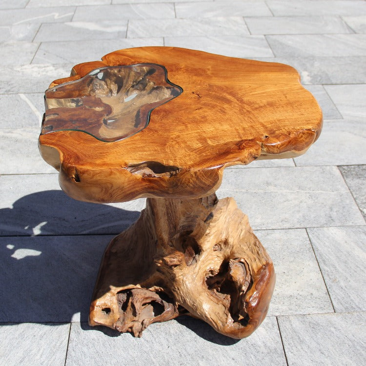 kleiner Gartentisch, kleiner Holztisch, massiv kleiner Wurzelholz 