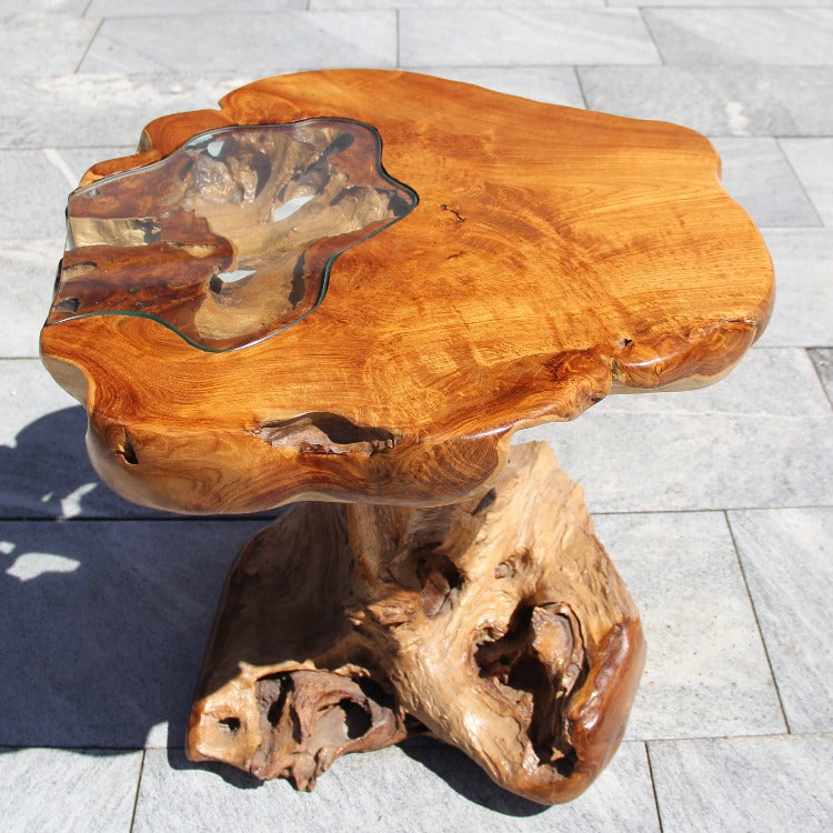 hoher Kaffeetisch, hoher Holztisch, Couchtisch höhe 68cm, Wurzelholz