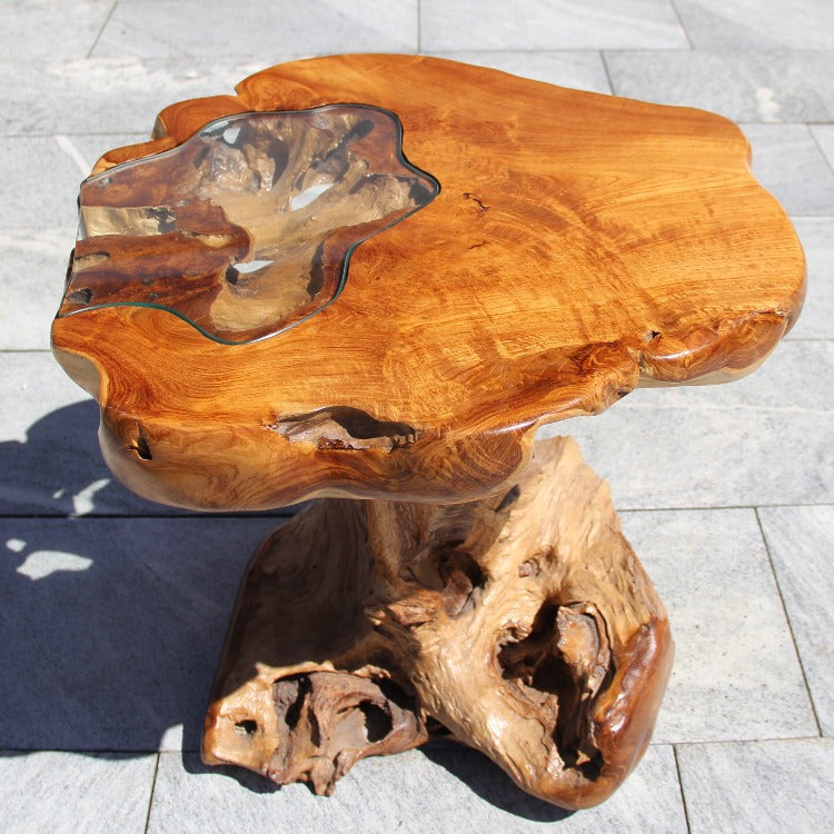 rund massiv Holztisch, kleiner Wurzelholztisch, Naturholztisch 70CM