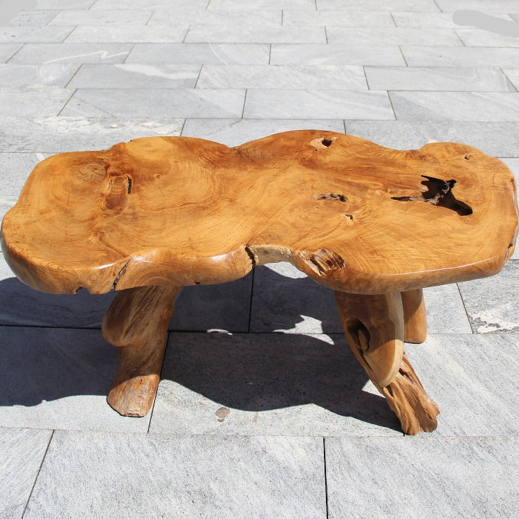 Modern Wurzeltisch, Teakholz Tisch mit Baumkante, Couchtisch Wurzel