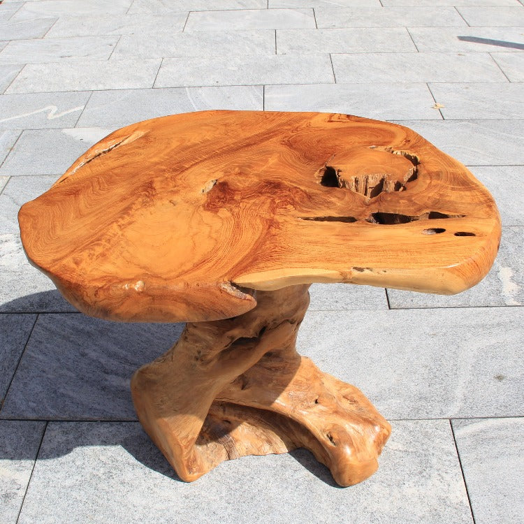 Gartentisch Teakholz, runder Gartentisch Teak, Holztisch Teak Wurzel