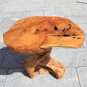 Beistelltisch Holz, runder Beistelltisch, Klein Holztisch, Teak Wurzel