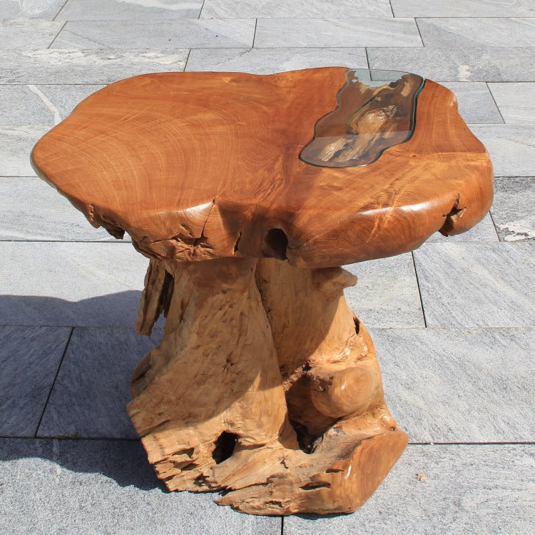 Couchtisch Holz rund, rund Holztisch, Baumwurzel Tisch Holz rund 73cm