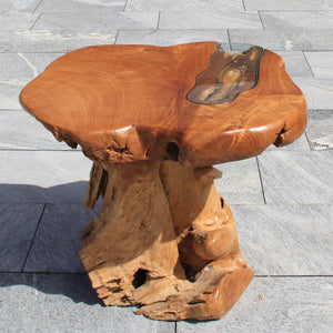 Couchtisch Holz rund, rund Holztisch, Baumwurzel Tisch Holz rund 73cm