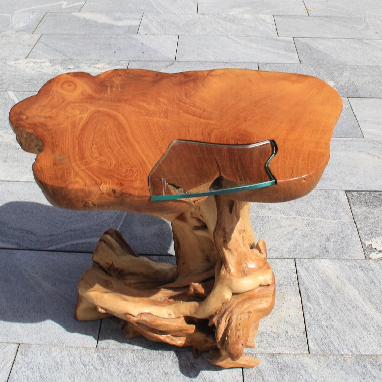 Couchtisch Höhe 64cm, Klein Holz Tisch, Wurzelholztisch Teakholz