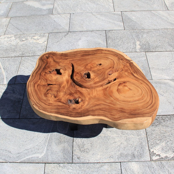 Couchtisch Baumscheibe | Vollholz-Couchtisch | Holzscheibe 98x70cm