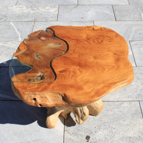 Quadratischer Couchtisch | kleiner Couchtisch | Wurzeltisch, Holz Couchtisch 75x73cm