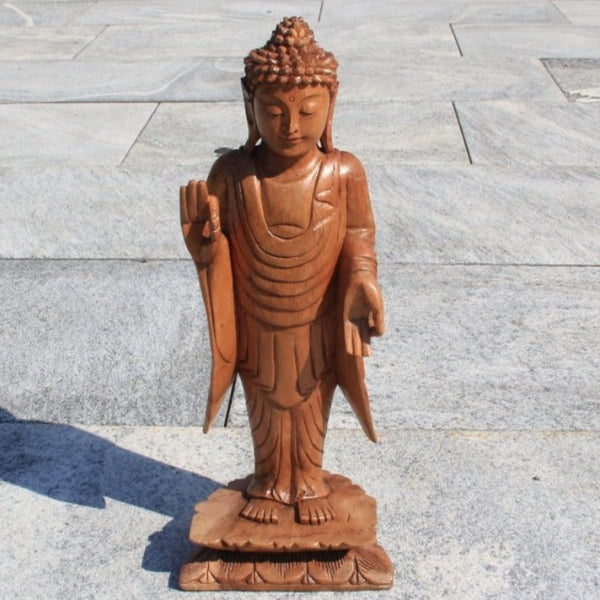 Buddha-Statue | Holzschnitzerei | Buddha Figur | Holz Skulptur 40cm